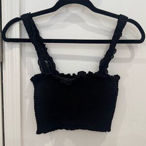 Reformation Black Ruffled Top